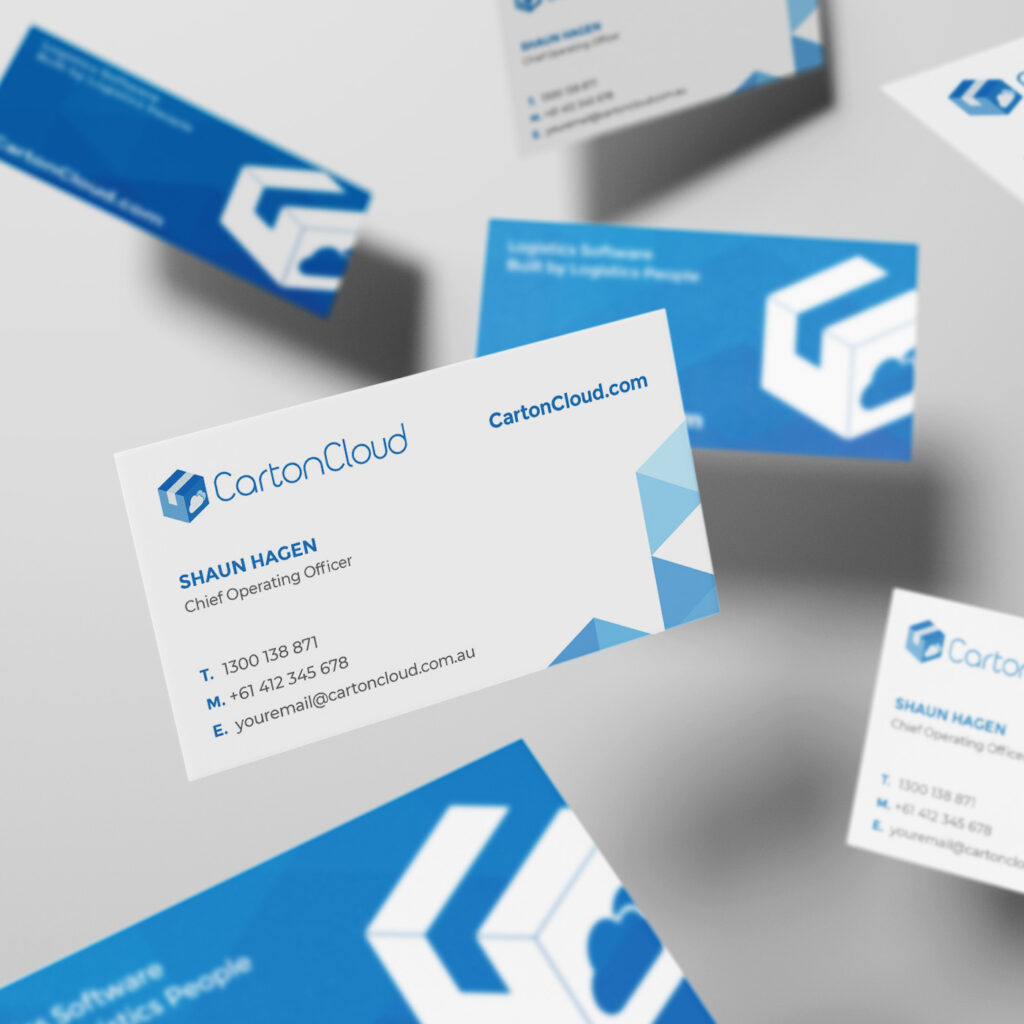 CartonCloud Flying Business Cards Mockup